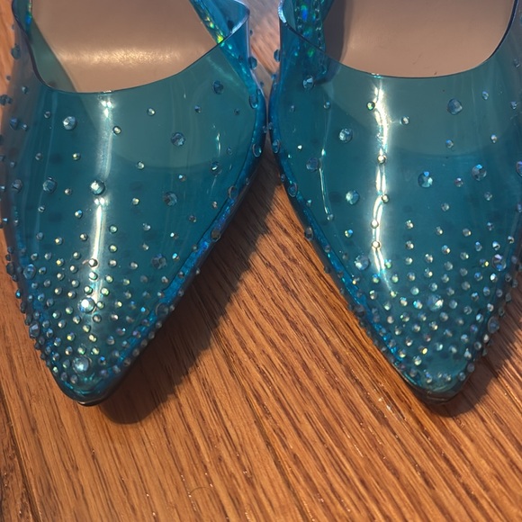 Mix No. 6 Arlette Aqua Blue Iridescent Mermaid Point Toe Heel Pumps - Picture 6 of 6